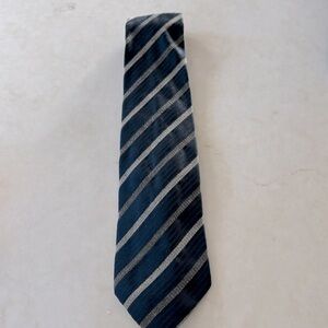 Vintage Y2K Holt Renfrew navy grey pinstripe silk wool tie | wedding events